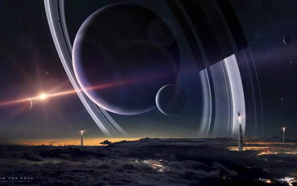 Sci Fi planetary ring HD Desktop Wallpaper | Background Image