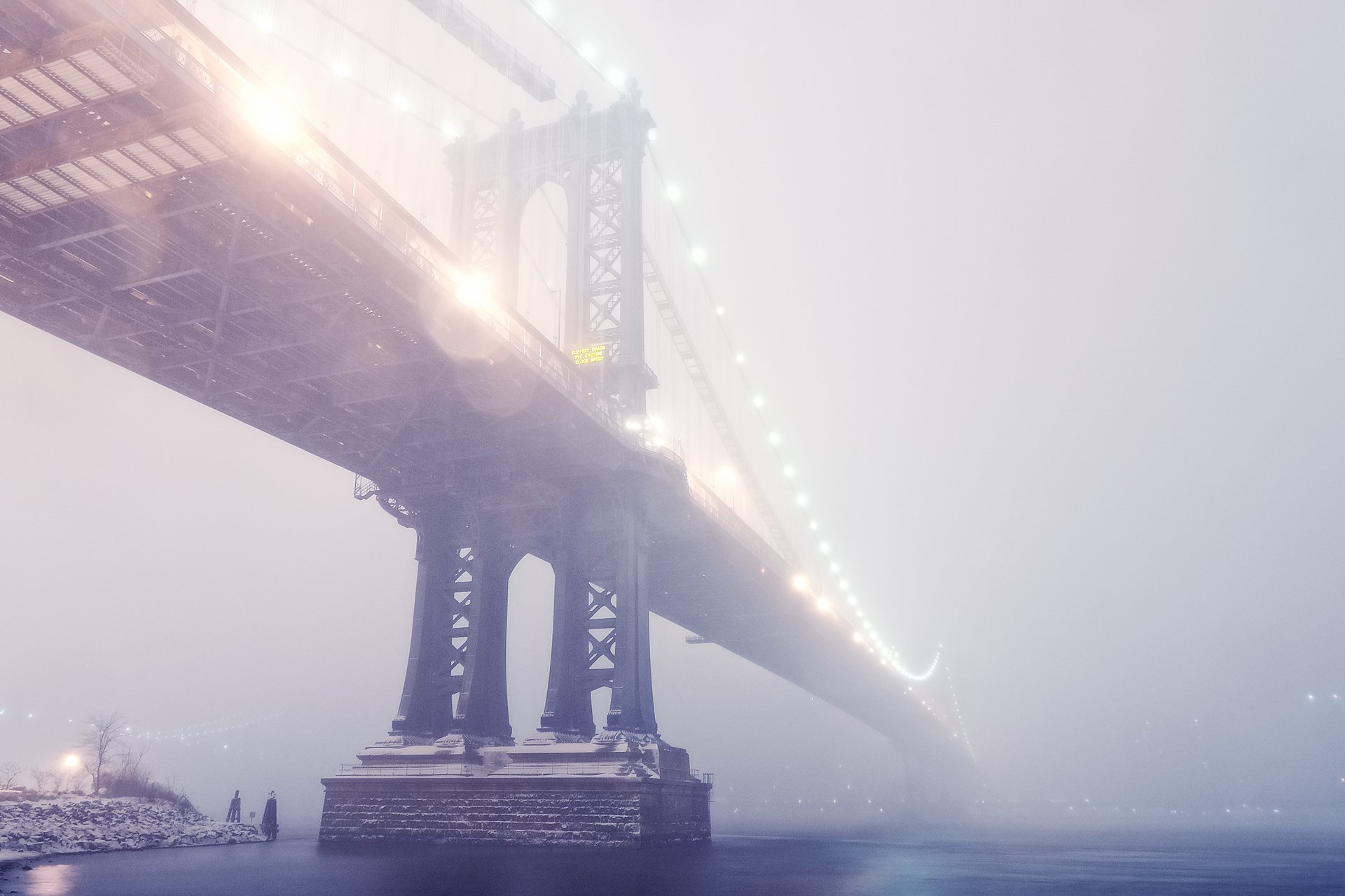 Manhattan Bridge in Blizzard