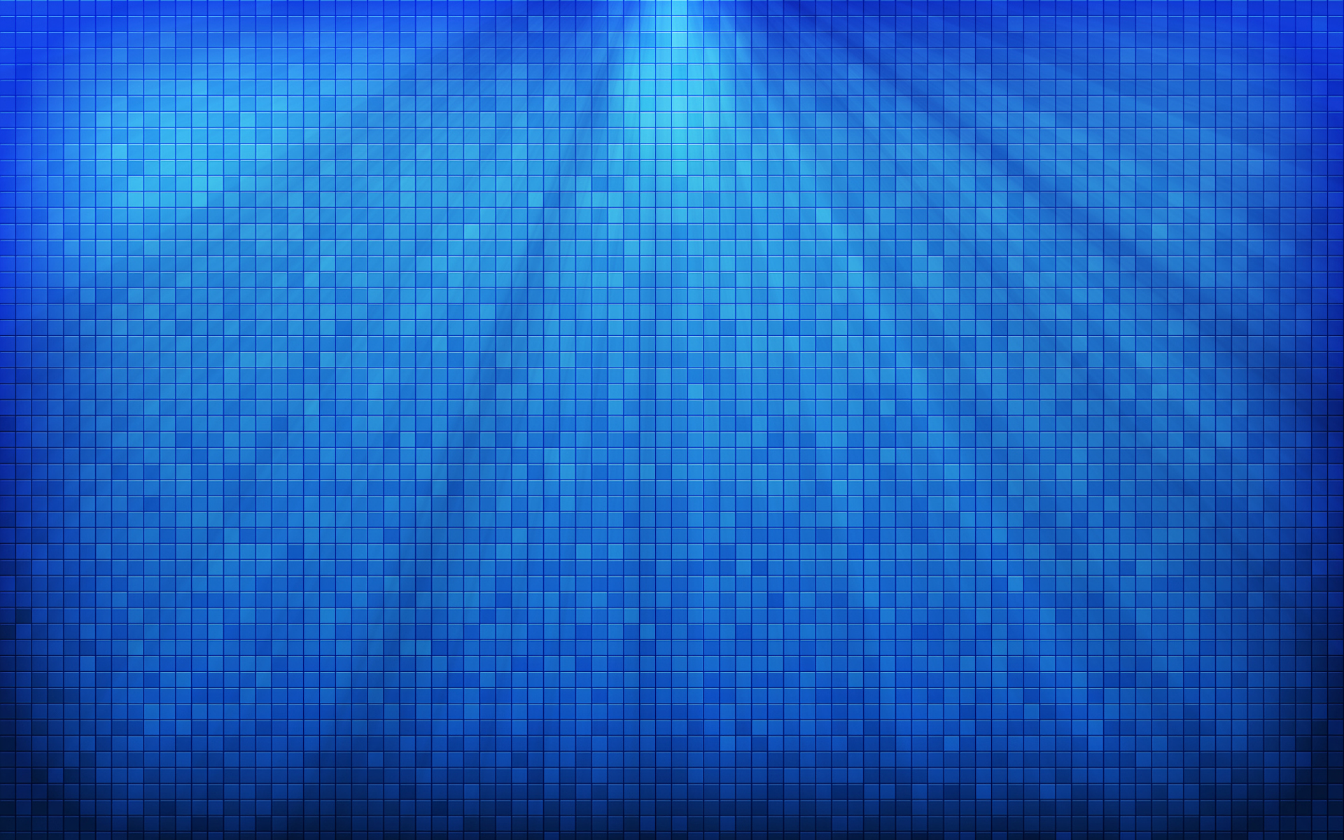 Abstract blue mosaic gradient with subtle radial light rays from top center over textured tiles — HD PC desktop wallpaper background.
