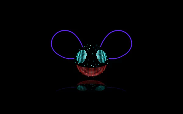 A vibrant HD wallpaper featuring Deadmau5's iconic mouse head silhouette, illuminated with colorful lights against a sleek black background.