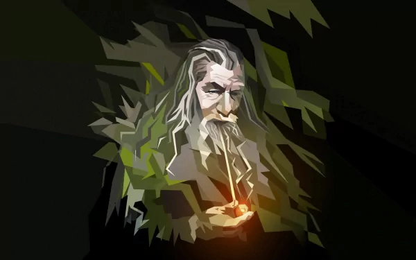 A striking HD wallpaper featuring Gandalf from The Hobbit: An Unexpected Journey, with a mystical design showcasing his character and iconic presence.