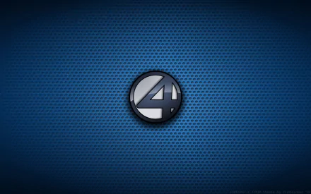 HD PC desktop wallpaper featuring the sleek, metallic Fantastic Four comic logo centered on a textured blue background.