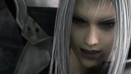 Close-up of Sephiroth from Final Fantasy VII: Advent Children, featuring detailed anime-style HD PC desktop wallpaper and background.