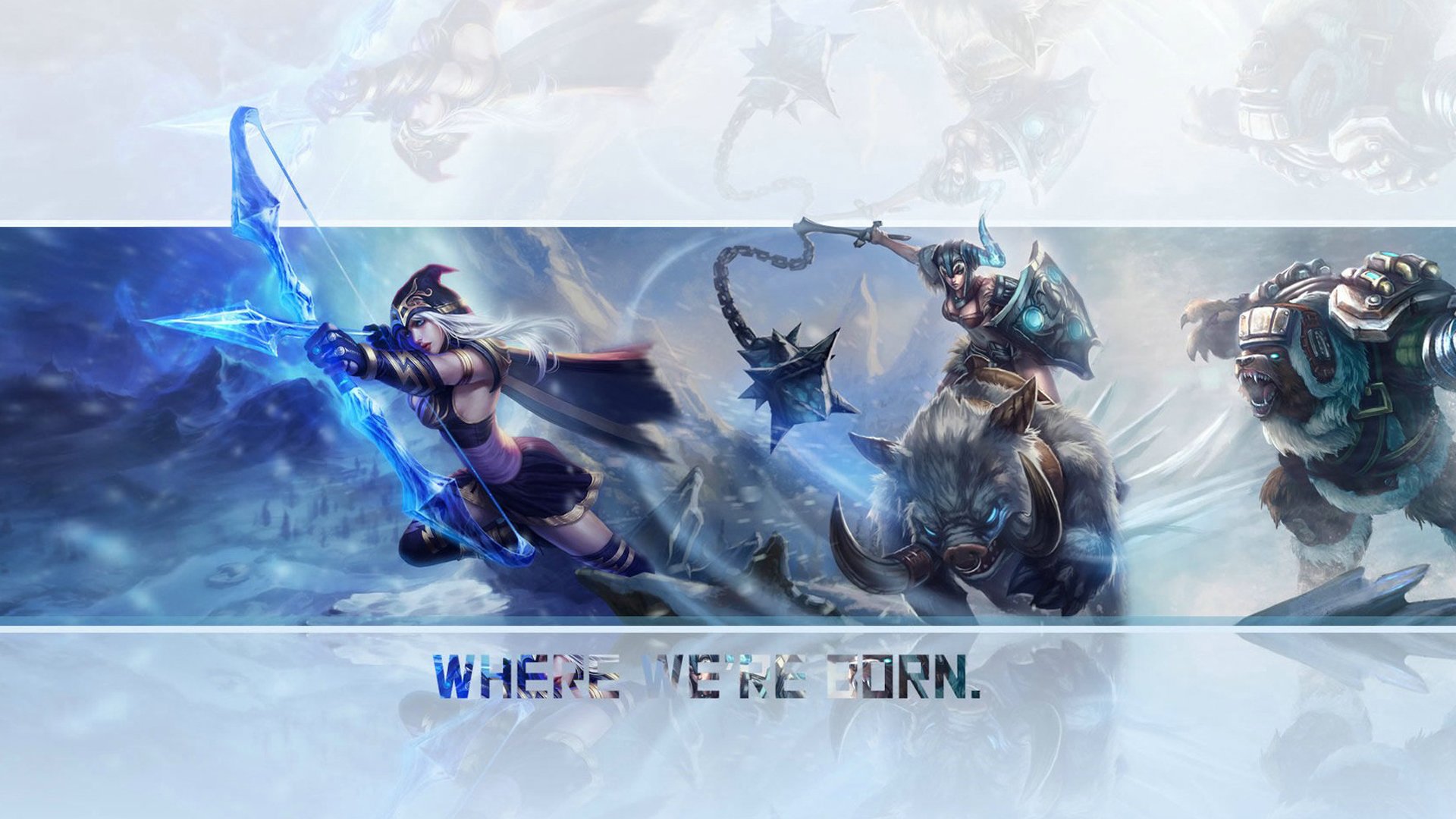 League of Legends HD Wallpaper: Sejuani, Volibear, and Ashe Unite, image size:1920x1080
