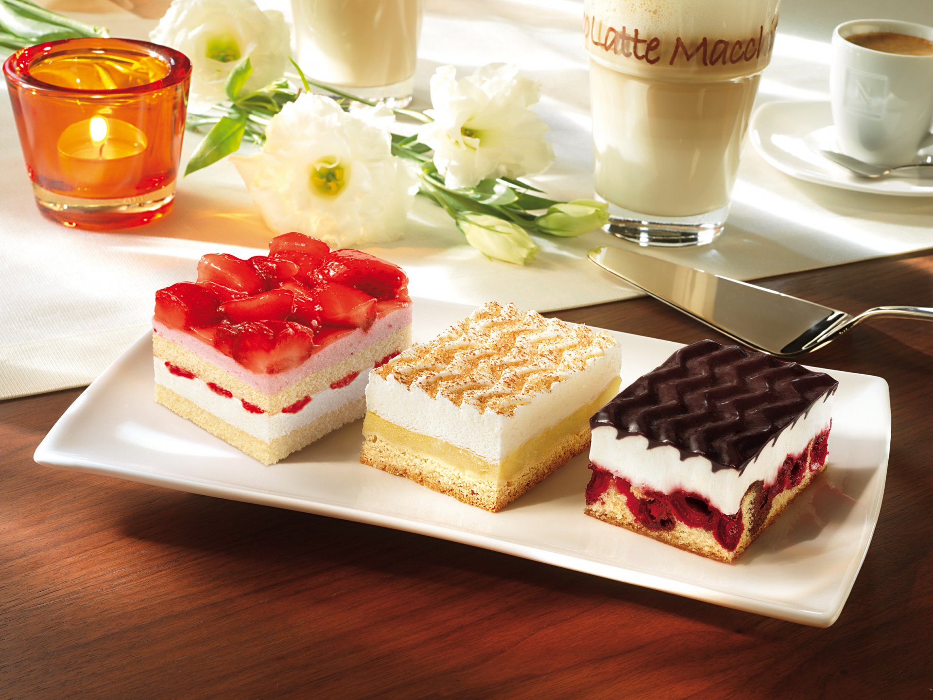 Delicious Cake Trio HD Wallpaper
