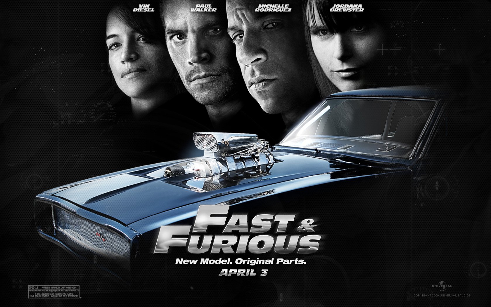 Download Michelle Rodriguez Letty Ortiz Vin Diesel Dominic Toretto Paul Walker Brian O'Conner Mia Toretto Jordana Brewster Movie Fast & Furious  Wallpaper