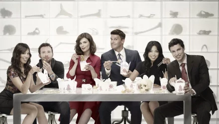 Lance Sweets John Francis Daley Tamara Taylor Camille Saroyan T.J. Thyne Jack Hodgins Michaela Conlin Angela Montenegro David Boreanaz Seeley Booth Emily Deschanel Temperance Brennan TV Show Bones (TV Show) HD Desktop Wallpaper | Background Image