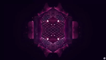 Abstract 3D glitch art featuring geometric cube shapes in dark purple tones, designed as an HD PC desktop wallpaper and background.