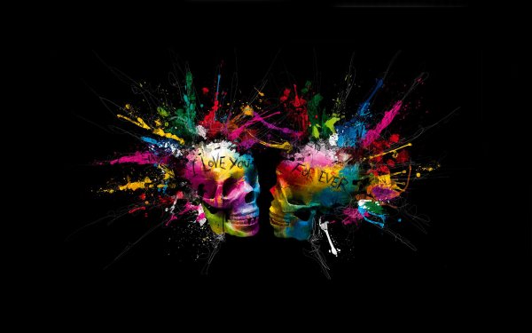 Dark Skull Love Colors Colorful HD Wallpaper | Background Image
