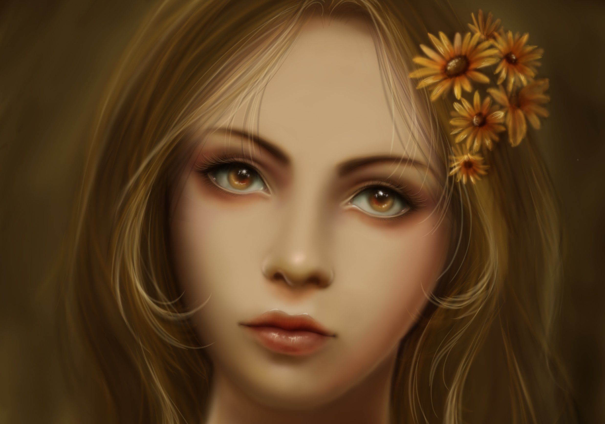 Download Flower Painting Woman Artistic HD Wallpaper by Cris Ortega