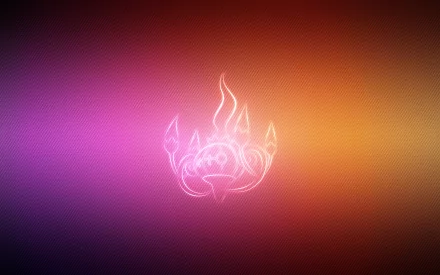 Minimalist neon Chandelure (Pokémon) emblem glowing pink-purple-orange on a textured gradient, 2K Quad HD PC desktop wallpaper and video game Pokémon background.