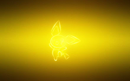 HD PC desktop wallpaper featuring a glowing yellow outline of Pichu, the Pokémon character, set against a vibrant yellow background.