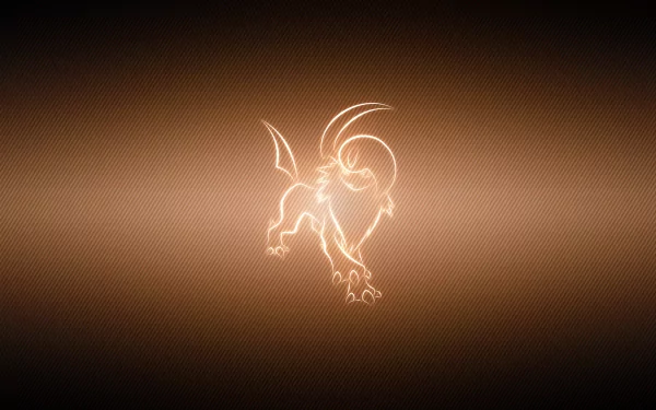 HD PC desktop wallpaper featuring a glowing, minimalist outline of Absol, the dark-type Pokémon from the Pokémon video game series, set against a textured brown background.