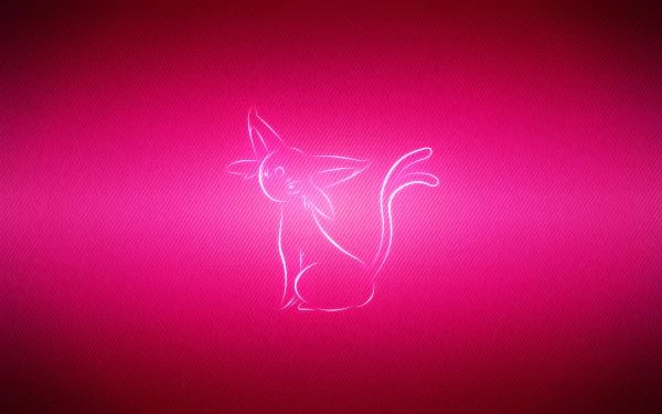 HD PC desktop wallpaper featuring a glowing Espeon from the Eeveelutions series in a vibrant pink background, inspired by the Pokémon video game.
