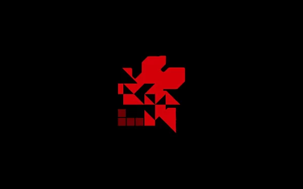 Red geometric logo of NERV from Neon Genesis Evangelion set against a black background, creating a striking HD desktop wallpaper for anime fans.