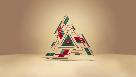 HD desktop wallpaper of an abstract geometric design featuring stacked lines forming triangles on a subtle gradient background.