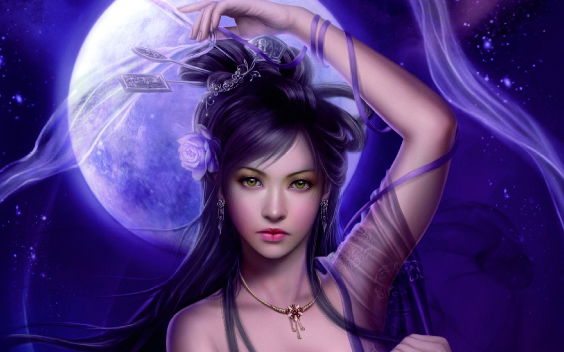 Fantasy Purple Moon Woman Hd Wallpaper By Cris Ortega 4003