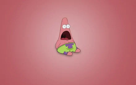 HD desktop wallpaper of Patrick Star from the TV show SpongeBob SquarePants, featuring Patrick with a shocked expression on a pink background.
