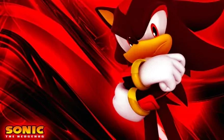 HD desktop wallpaper featuring Shadow the Hedgehog from the video game Sonic & All-Stars Racing Transformed with a dynamic, fiery red background.