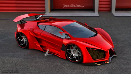 A striking Lamborghini Sinistro Concept in vibrant red, showcasing dynamic lines and aggressive styling, serves as a captivating HD PC desktop wallpaper and background.