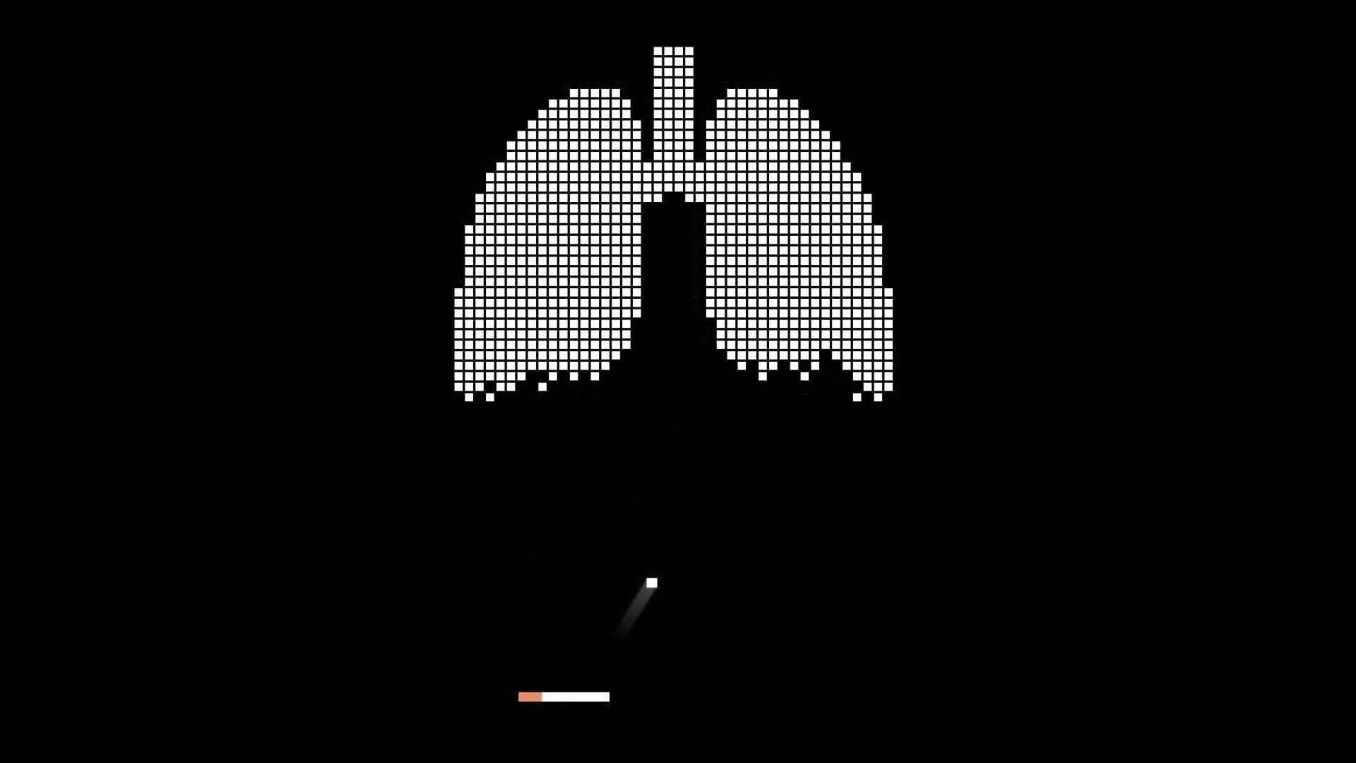 HD desktop wallpaper featuring a stylized graphic of lungs with a burning cigarette below on a black background.