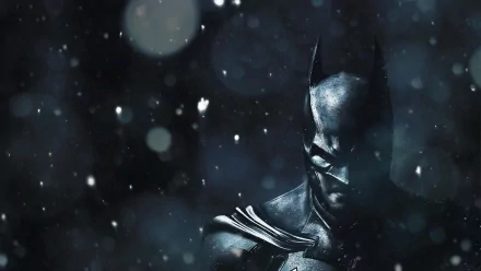 HD desktop wallpaper featuring Batman in a snowy setting from Batman: Arkham Origins.