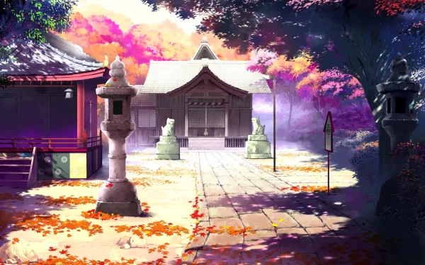 Anime temple autumn anime HD Desktop Wallpaper | Background Image