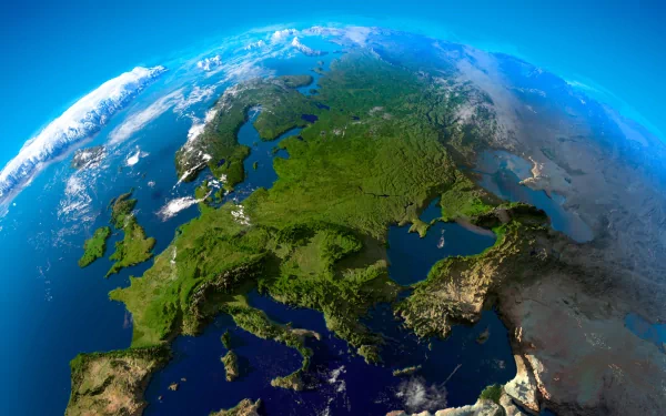 HD desktop wallpaper of Earth from space showcasing the vibrant blue oceans and varied greenery of the continents, suitable as a background.
