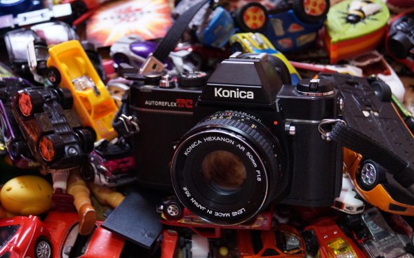 Man Made Camera Analog Konica Hot Wheels Toy Autoreflex Old Colorful HD Wallpaper | Background Image