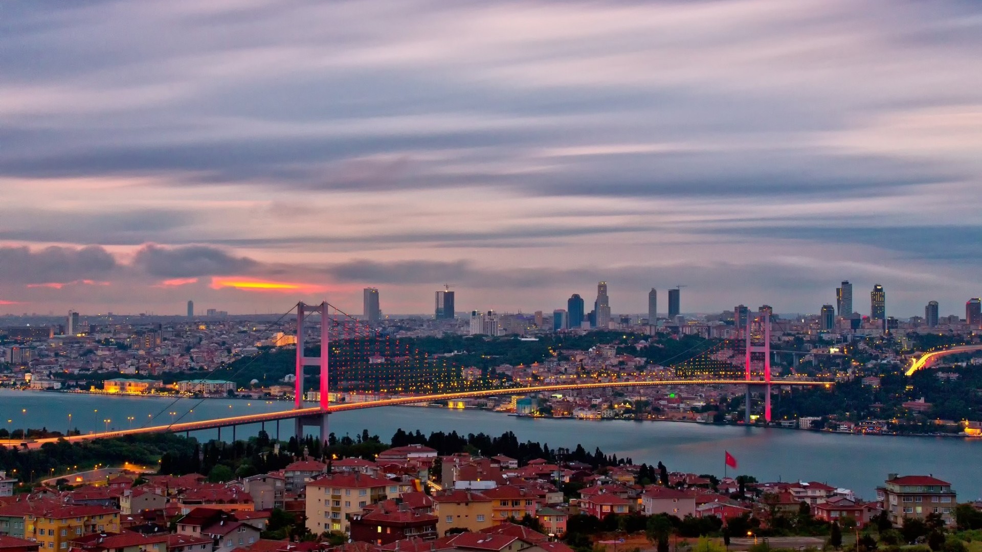 Istanbul Skyline At Dusk HD Wallpaper