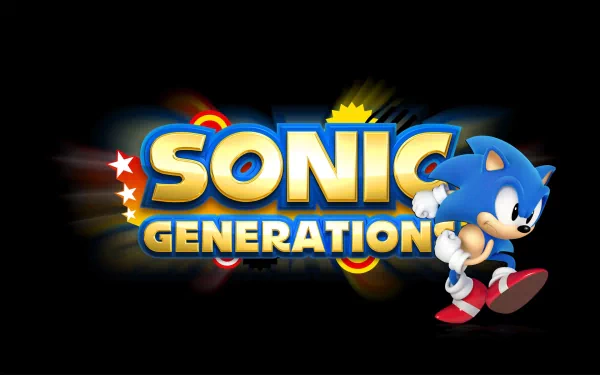 HD desktop wallpaper featuring Sonic the Hedgehog from Sonic Generations with a dynamic black background.