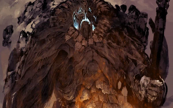 A striking HD desktop wallpaper featuring a formidable creature from the video game Prince of Persia, showcasing intricate textures and dramatic lighting.