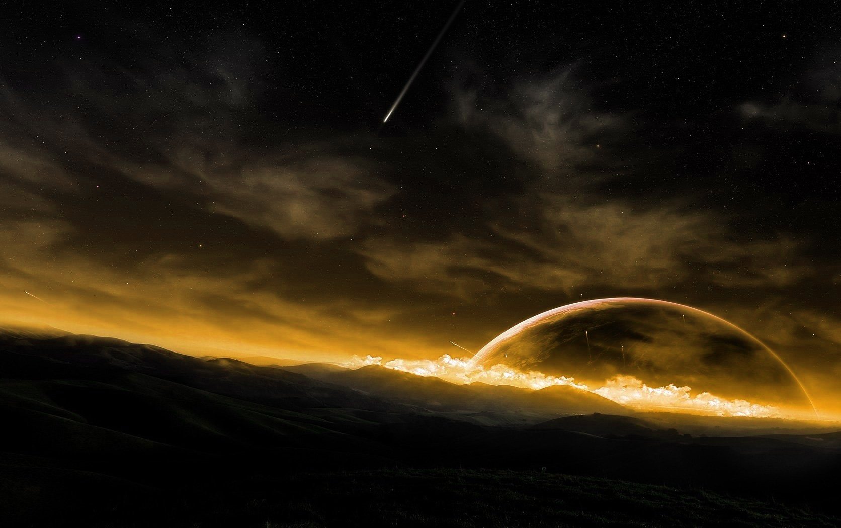 Download Sci Fi Planet Rise Wallpaper