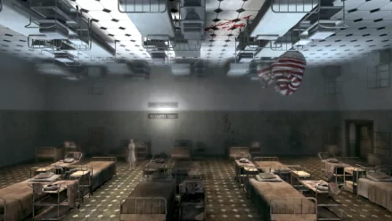 HD PC desktop wallpaper from the video game Alice: Madness Returns, depicting a dark, eerie room with checkered floors and a distorted, surreal atmosphere.