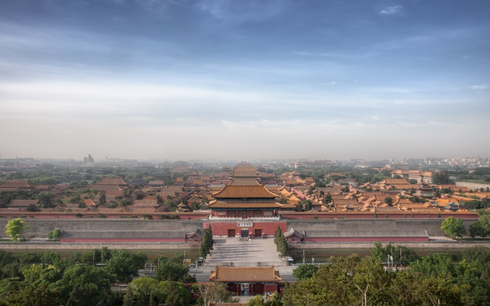 HD desktop wallpaper showcasing an expansive view of the man-made Forbidden City under a clear sky.