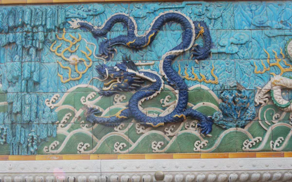 man made nine-dragon wall HD Desktop Wallpaper | Background Image