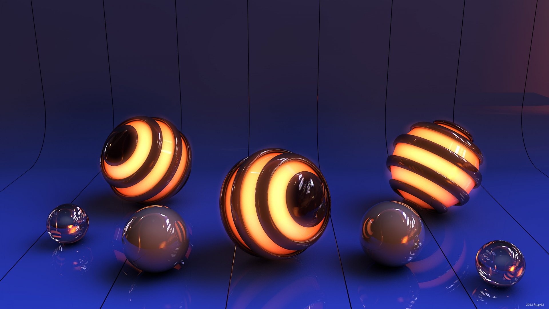 Glowing Sphere Symphony: HD 3D CGI Artistic Masterpiece, image size:1920x1080