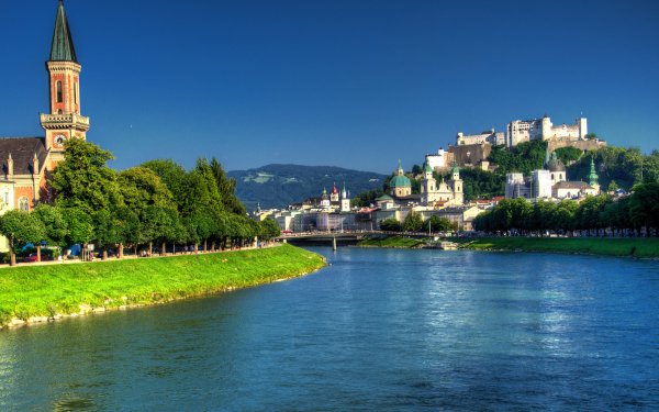 Man Made Salzburg Cities Austria Bridge Castle Cathedral Salzach River HD Wallpaper | Background Image