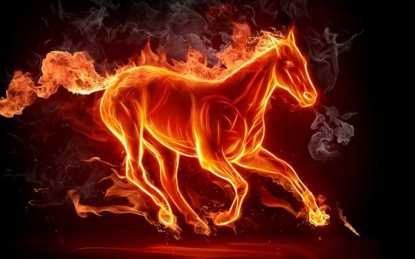 Fantasy Horse Fantasy Animals Fire Smoke Elemental HD Wallpaper | Background Image