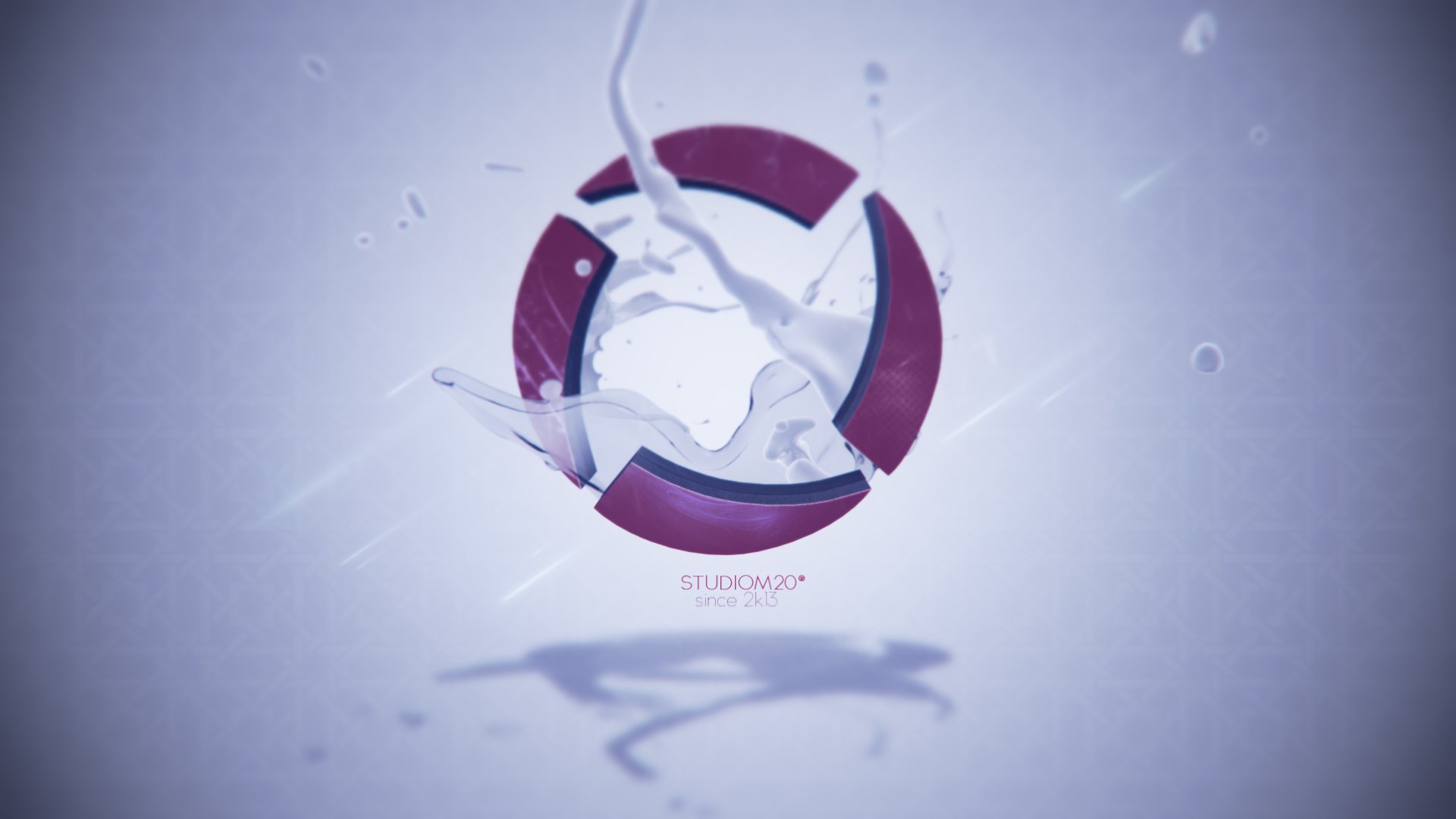 Abstract 3D design featuring a circular shape with splashes of liquid against a soft background. This high-definition image serves as a striking desktop wallpaper.