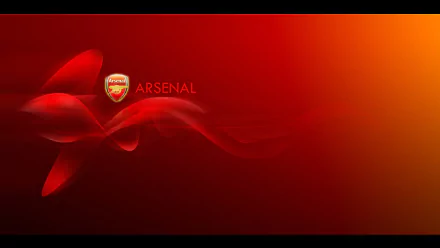 HD PC desktop wallpaper featuring a sleek red background with flowing abstract shapes and the Arsenal F.C. logo and name, showcasing sports team pride.