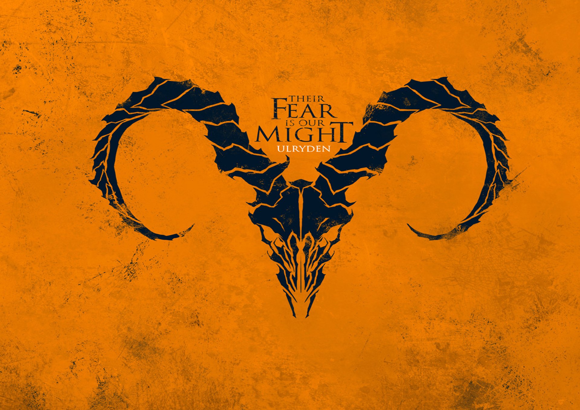 An intense, HD wallpaper featuring the iconic horned skull design from Game of Thrones, set against a striking orange background. The text reads, Their Fear is Your Might.