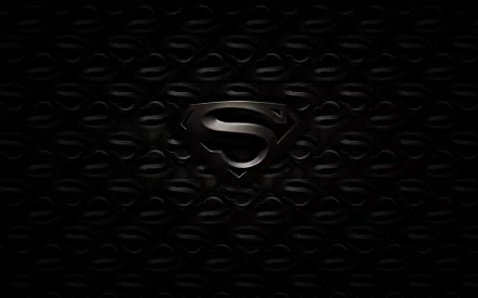 Embossed black Superman S emblem centered on a textured black field — Superman: The Dark Side comic-style HD PC desktop wallpaper and superhero background.