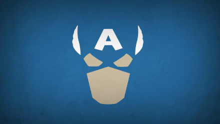 A minimalist comic-style depiction of Captain America's iconic mask, set against a vibrant blue background, suitable as a striking HD desktop wallpaper.