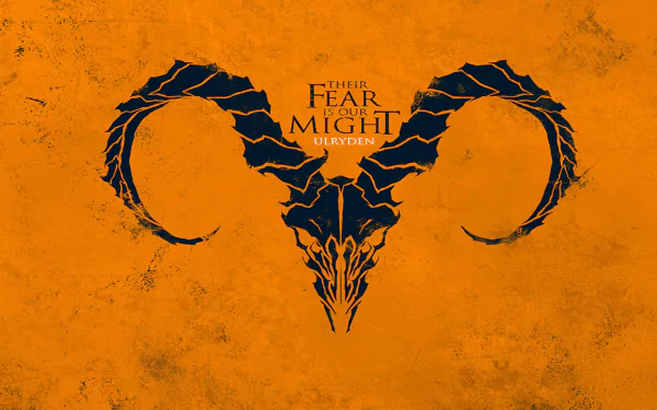An intense, HD wallpaper featuring the iconic horned skull design from Game of Thrones, set against a striking orange background. The text reads, Their Fear is Your Might.