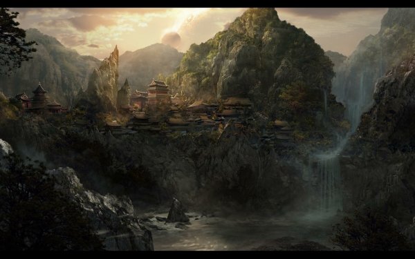 Fantasy City Zen Garden Horizon HD Wallpaper | Background Image