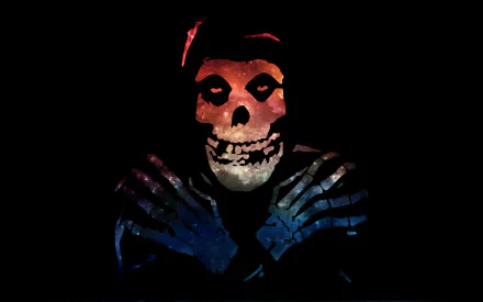 HD desktop wallpaper featuring the iconic Misfits skull logo against a dark background, blending music and band imagery with a striking, eerie design.