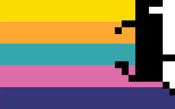 HD desktop wallpaper featuring the pixelated character from BIT.TRIP RUNNER against a colorful striped background.