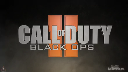 A high-definition desktop wallpaper featuring the iconic logo of Call of Duty: Black Ops II, showcasing its bold lettering and distinctive orange elements against a dark background.