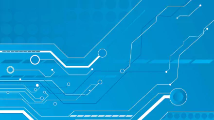 HD PC desktop wallpaper featuring a blue circuit board design, highlighting technology and electronic connections in a sleek, modern style.